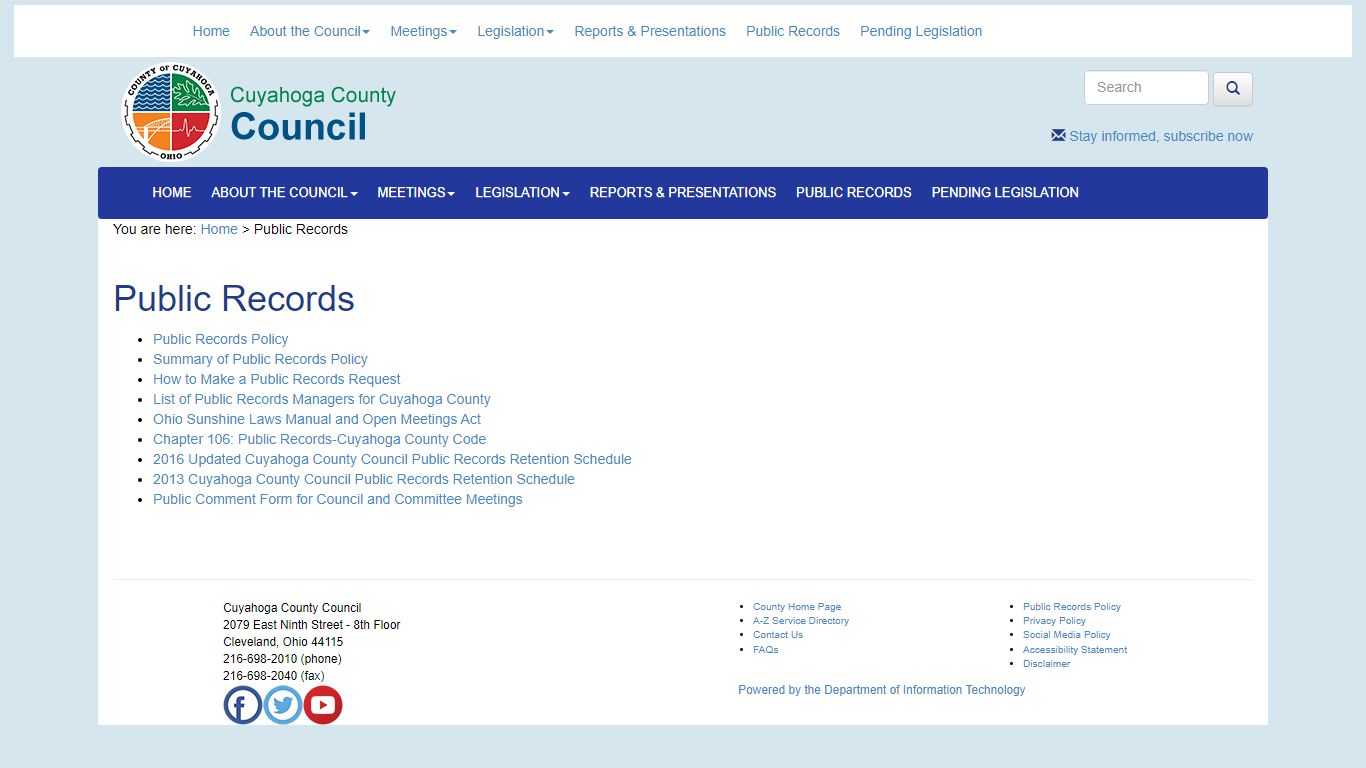 Public Records - Cuyahoga County Council
